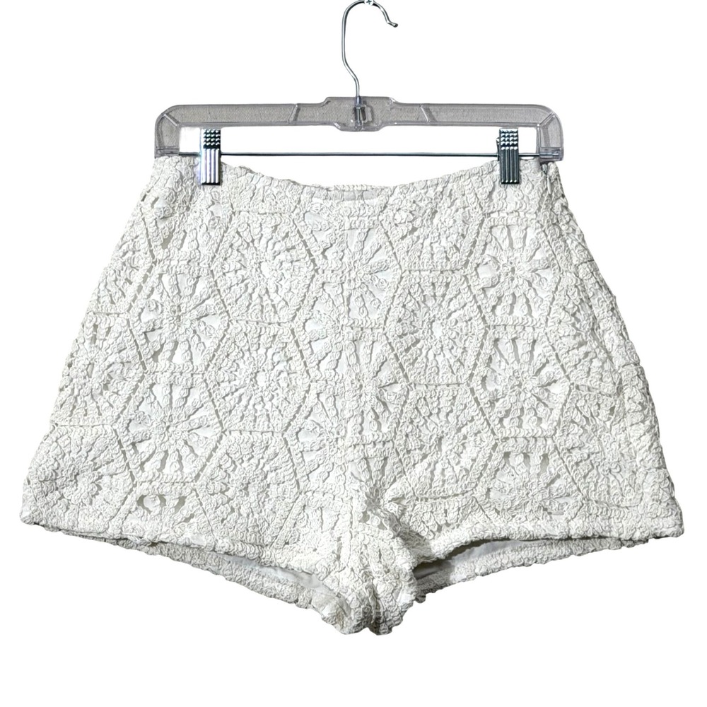 Francesca's Crochet Lace Shorts White High Waisted Boho Festival Cottagecore